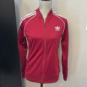 Adidas Burgundy Zip-Up Jacket with White Logo